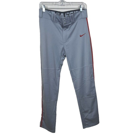 Nike Pants Mens Small Gray Baseball Pants Red High Piped Striped Dri Fit J - Picture 1 of 16